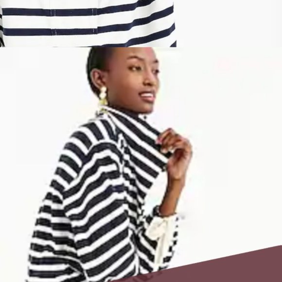 J.Crew Striped Snap Neck Knit Popover Top - Picture 4 of 7